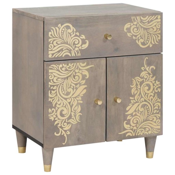 Armario de Noche Gris 50 x 33 x 60 cm madera maciza de mango