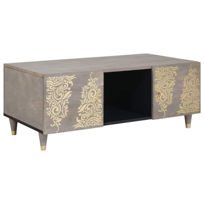 Mesa de Café Gris 100 x 54 x 40 cm madera maciza de mango