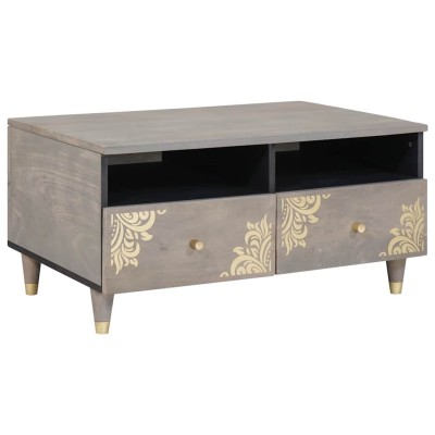 Mesa de Café Gris 80 x 54 x 40 cm madera maciza de mango