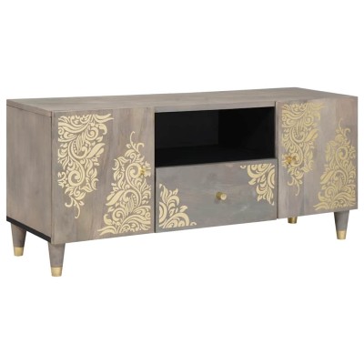 Gabinete de TV con cajón Gris y dorado 105 x 33.5 x 46 cm