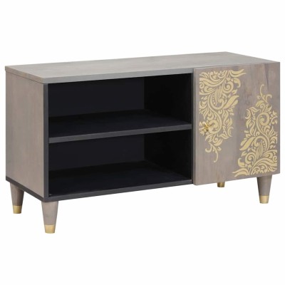 Gabinete de TV con estante Gris y dorado 80 x 31.5 x 46 cm