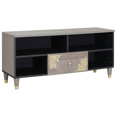 Gabinete de TV con cajón Gris y dorado 100 x 33.5 x 46 cm