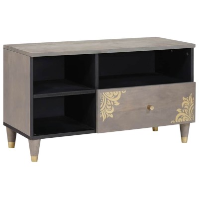Gabinete de TV con cajón Gris y dorado 80 x 33.5 x 46 cm