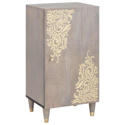 Vitrina Gris y dorado 40 x 33.5 x 75 cm Madera maciza de Mango