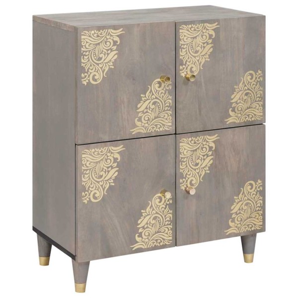 Vitrina Gris y dorado 60 x 33 x 75 cm Madera maciza de Mango