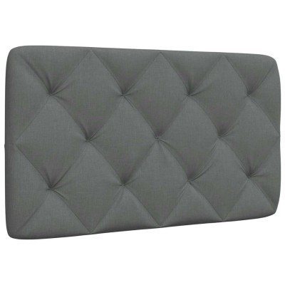 Cabecero de cama acolchado tela gris oscuro 90 cm