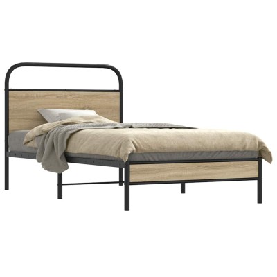 Estructura de cama sin colchón 90x190 cm madera roble ahumado