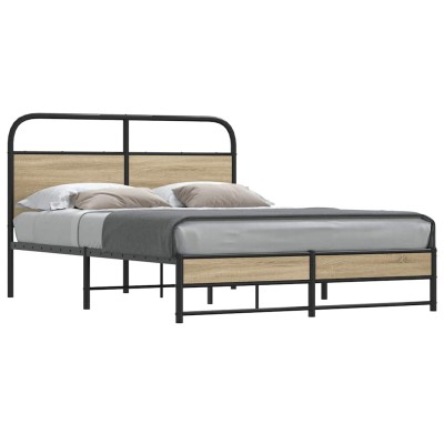 Estructura de cama sin colchón 140x200 cm madera roble ahumado