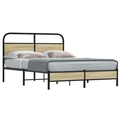 Estructura de cama sin colchón 120x200 cm madera roble Sonoma