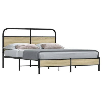 Estructura de cama sin colchón 160x200 cm madera roble Sonoma