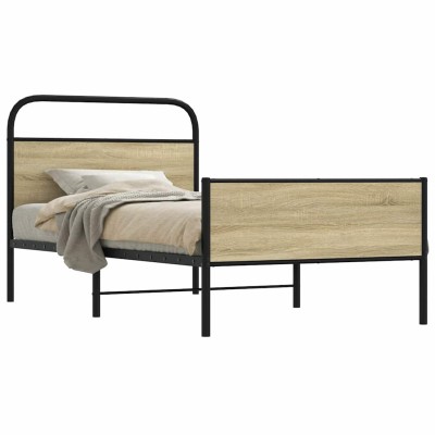 Estructura de cama sin colchón 90x190 cm madera roble Sonoma