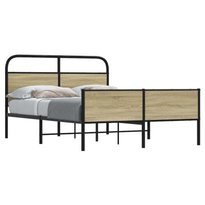 Estructura de cama sin colchón 140x200 cm madera roble Sonoma
