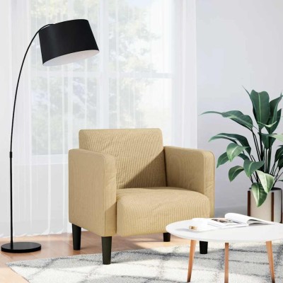 Sillón con reposabrazos tejido pana gris verdoso 54 cm