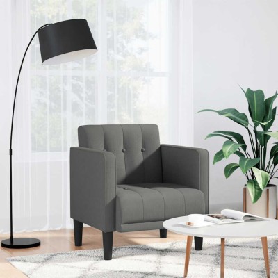 Sillón con reposabrazos de tela gris oscuro 53 cm
