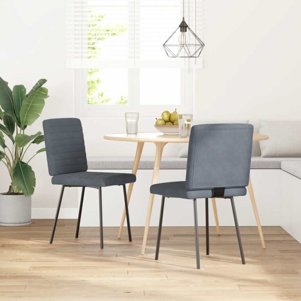 Sillas de comedor 2 unidades terciopelo gris oscuro