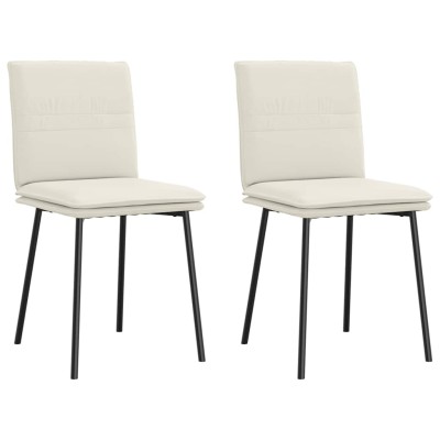 Sillas de comedor 2 unidades terciopelo crema