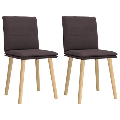 Sillas de comedor 2 unidades tela marrón oscuro