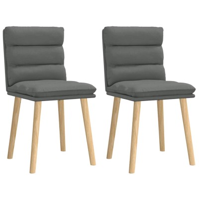 Sillas de comedor 2 unidades tela gris oscuro