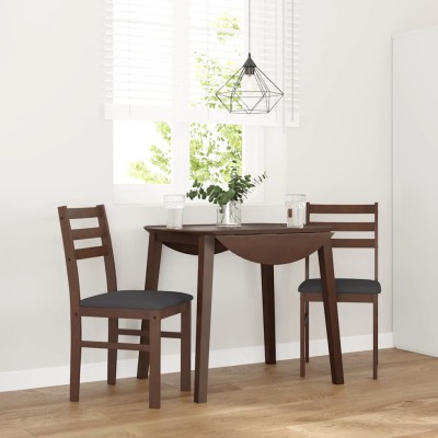 Sillas de comedor con cojines 2 uds madera maciza marrón caucho