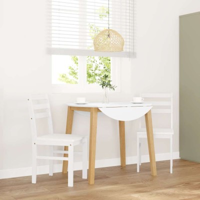 Sillas de comedor 2 unidades madera maciza de caucho blanco