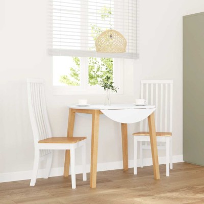Sillas de comedor 2 unidades madera maciza de caucho blanco