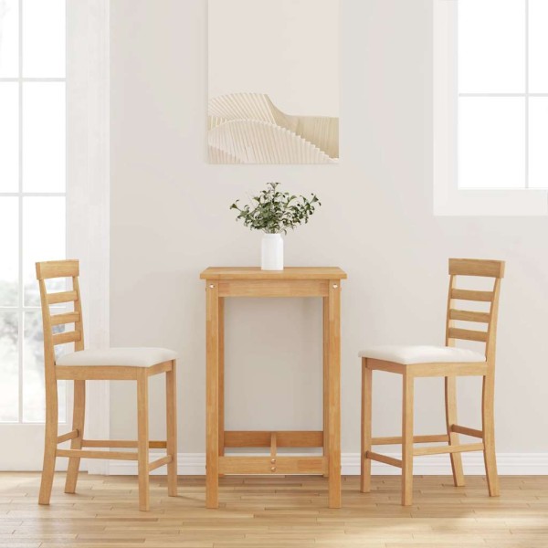 Taburetes de bar con cojines 2 uds madera maciza natural caucho
