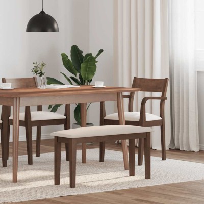 Banco 90 cm Madera Maciza Marrón Caucho