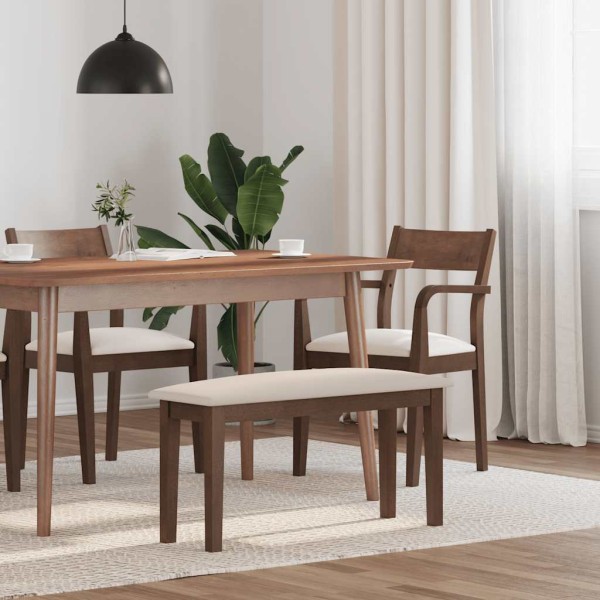 Banco 90 cm Madera Maciza Marrón Caucho