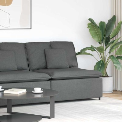 Sofá modular con módulo central y cojines gris oscuro 100 cm