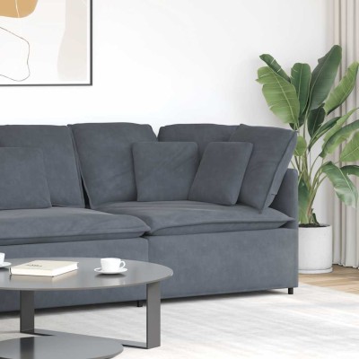 Sofá modular de esquina con cojines gris oscuro 100 cm
