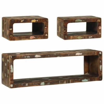 Gabinete para TV 3 pcs Multicolor Madera maciza recuperada