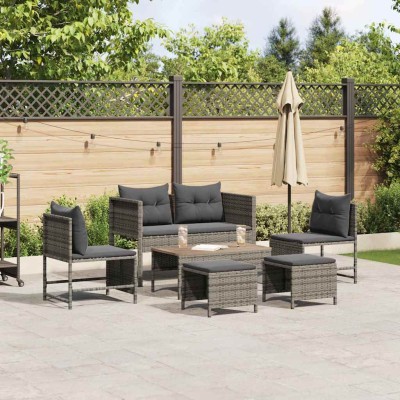 Conjunto de sofá de jardín 6 pcs gris y gris oscuro