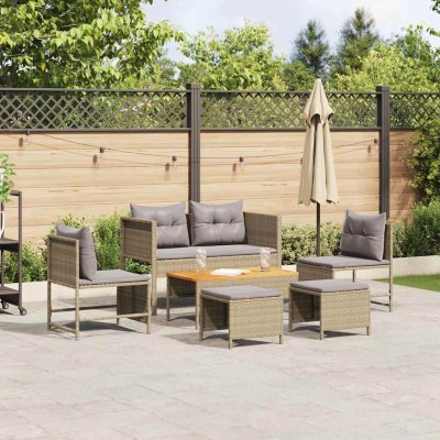 Conjunto de sofá de jardín 6 pcs beige y gris claro