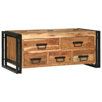 Mesa de Café Marrón 90 x 50 x 38 cm madera maciza de acacia