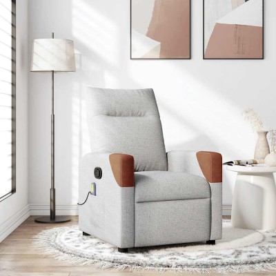 Sillón de masaje reclinable de tela gris nube