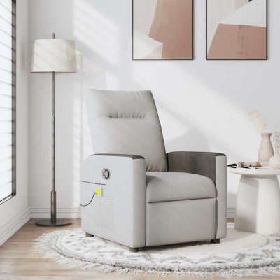 Sillón de masaje reclinable de tela gris nube