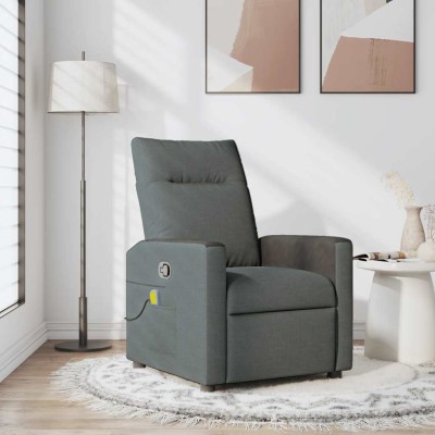 Sillón de masaje reclinable de tela gris oscuro