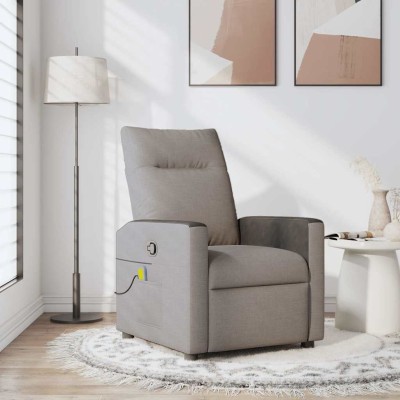 Sillón de masaje reclinable de tela gris taupé