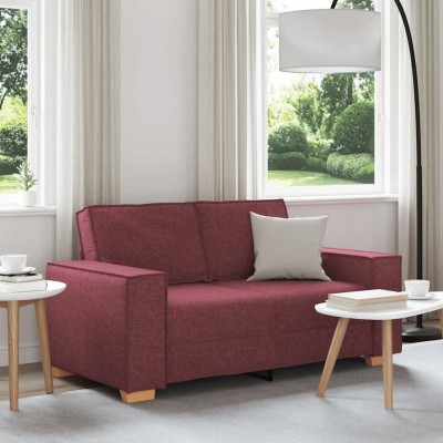 Sofá de 2 plazas   de tela color rojo vino, 120 cm