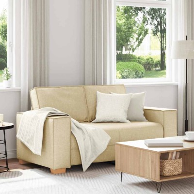 Sofá de 2 plazas   de tela color crema, 120 cm