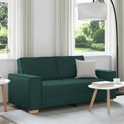 Sofá de 2 plazas   de tela verde oscuro, 140 cm