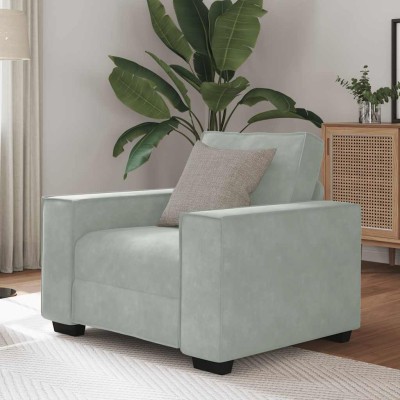 Sillón sofá gris claro 60 cm terciopelo