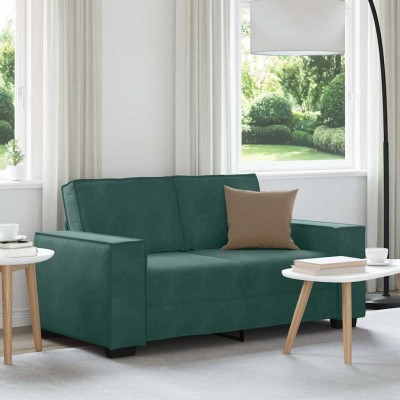 Sofá de 2 plazas de terciopelo verde oscuro 120 cm
