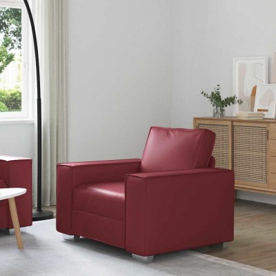 Sofá Silla 59 cm con cojín Rojo vino tinto Cuero artificial