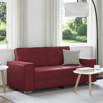 Sofá Loveseat de 180 cm con cojín Rojo vino Cuero artificial