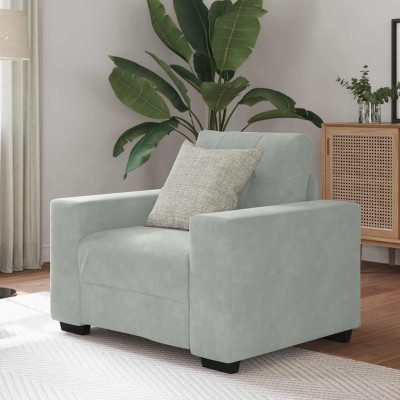 Sillón sofá gris claro 60 cm terciopelo