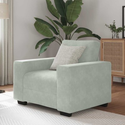 Sillón sofá gris claro 60 cm terciopelo