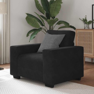 Sillón de terciopelo negro 60 cm