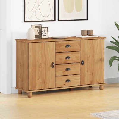 Vitrina ASKIM Marrón 133.5 x 40 x 79 cm Madera maciza de pino