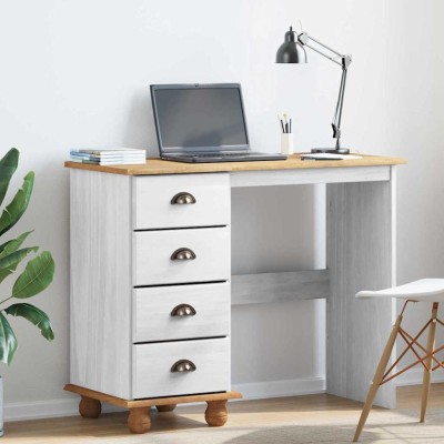 Escritorio ASKIM Blanco 95 x 40 x 75 cm Madera maciza de pino